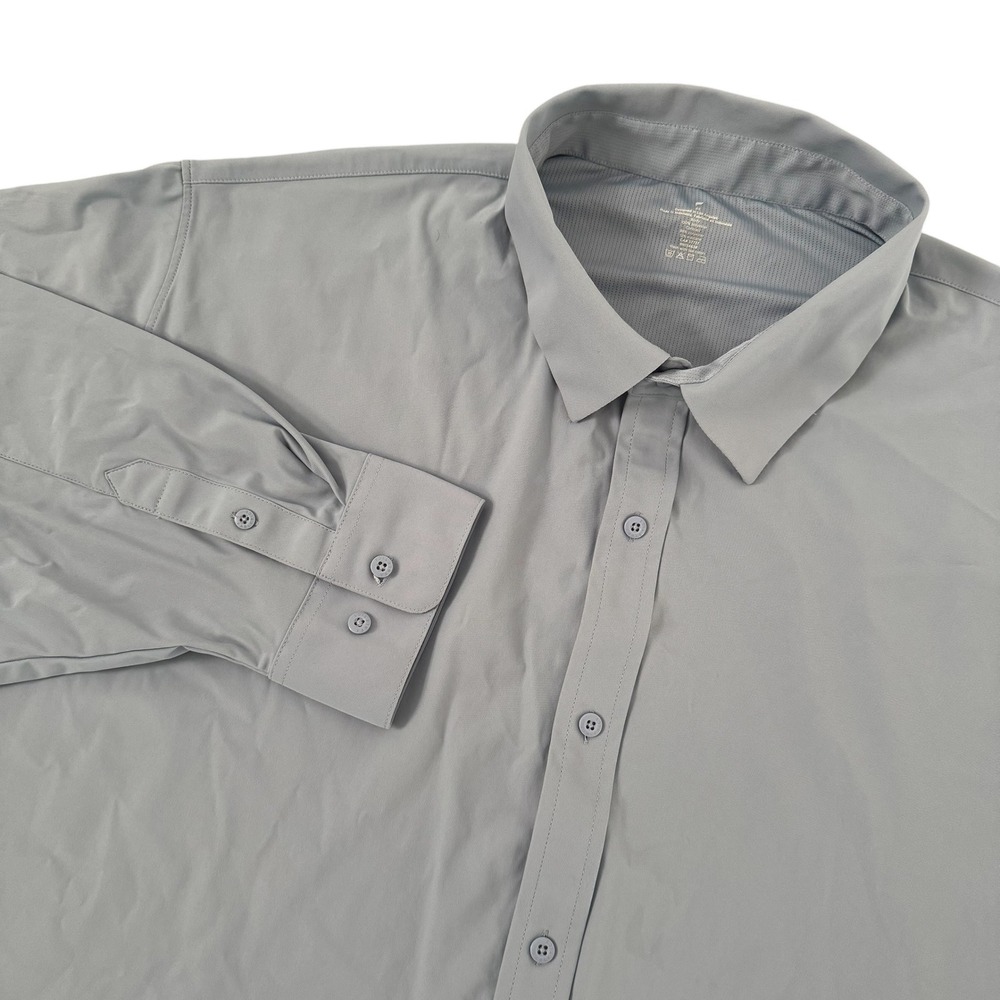 Fabletics 4X Blue Gray‎ Performance Stretch L/S Men's The Don Button Down Shirt